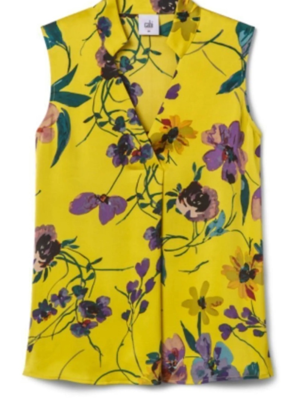 CAbi Yellow Floral Collared Blouse